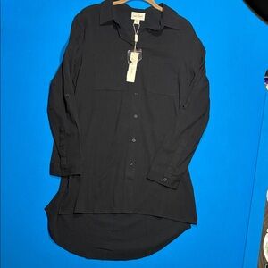 Charlie Paige Midnight Black Button Up Shirt Dress